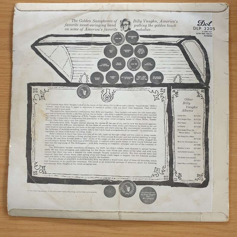 Billy Vaughn And His Orchestra  Golden Saxophones - Vinyl LP Record  (G+)