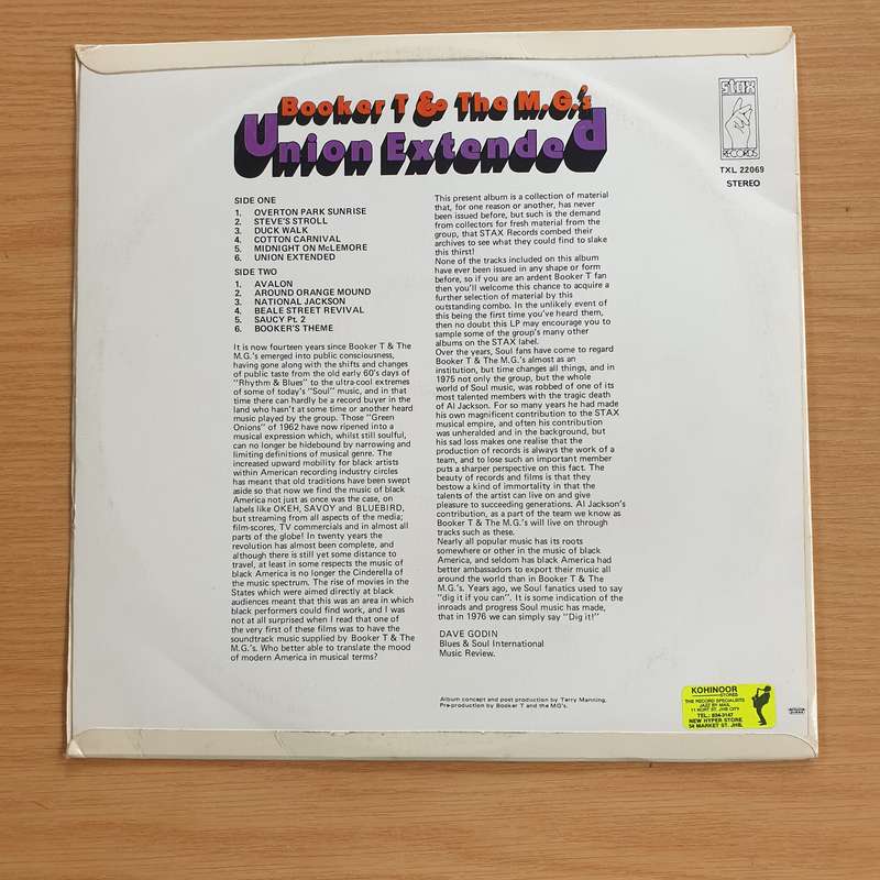 Booker T & The M.G.'s  Union Extended - Vinyl LP Record  (VG+)