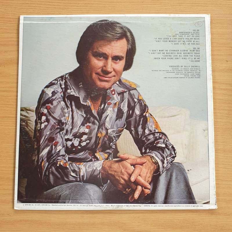 George Jones  Bartender's Blues - Vinyl LP Record  (VG+)