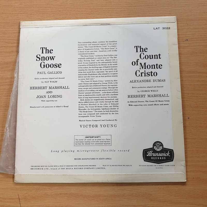 Herbert Marshall - The Snow Goose - Vinyl LP Record  (VG+)