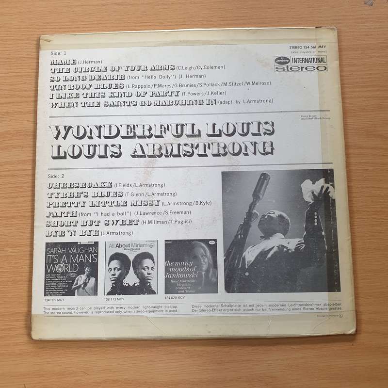 Louis Armstrong  Wonderful Louis -  Vinyl LP Record  (VG)
