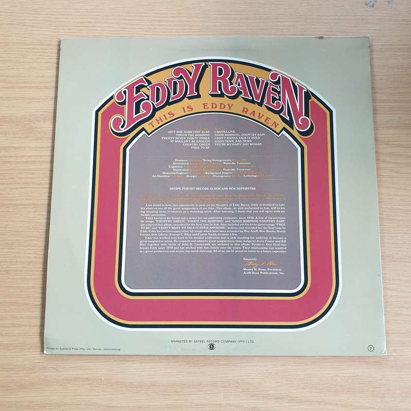 Eddy Raven  This Is Eddy Raven  - Vinyl LP Record  (VG+)