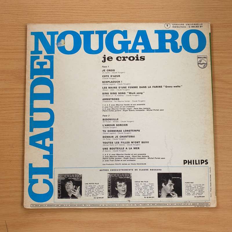 Claude Nougaro  Je Crois -  Vinyl LP Record  (VG)