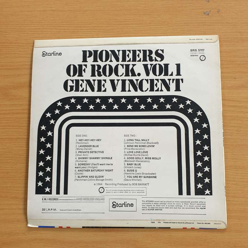 Gene Vincent & The Shouts  Pioneers Of Rock. Vol 1 - Vinyl LP Record  (VG+)