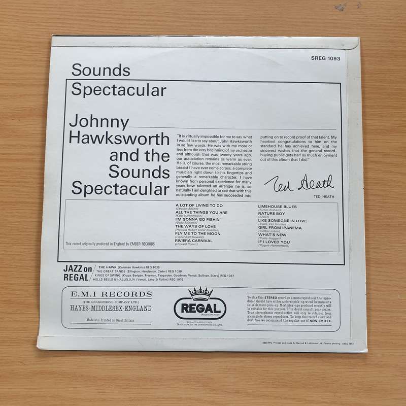 Johnny Hawksworth  Sounds Spectacular -  Vinyl LP Record (VG+)