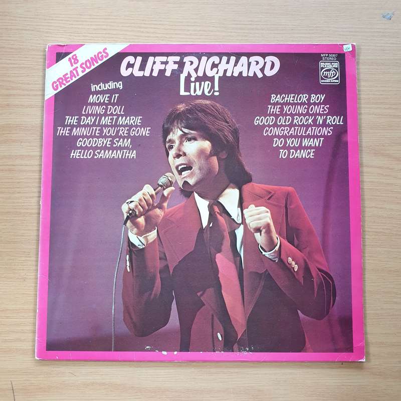 Cliff Richard - Live - 18 Great Songs - Vinyl LP Record (VG+)