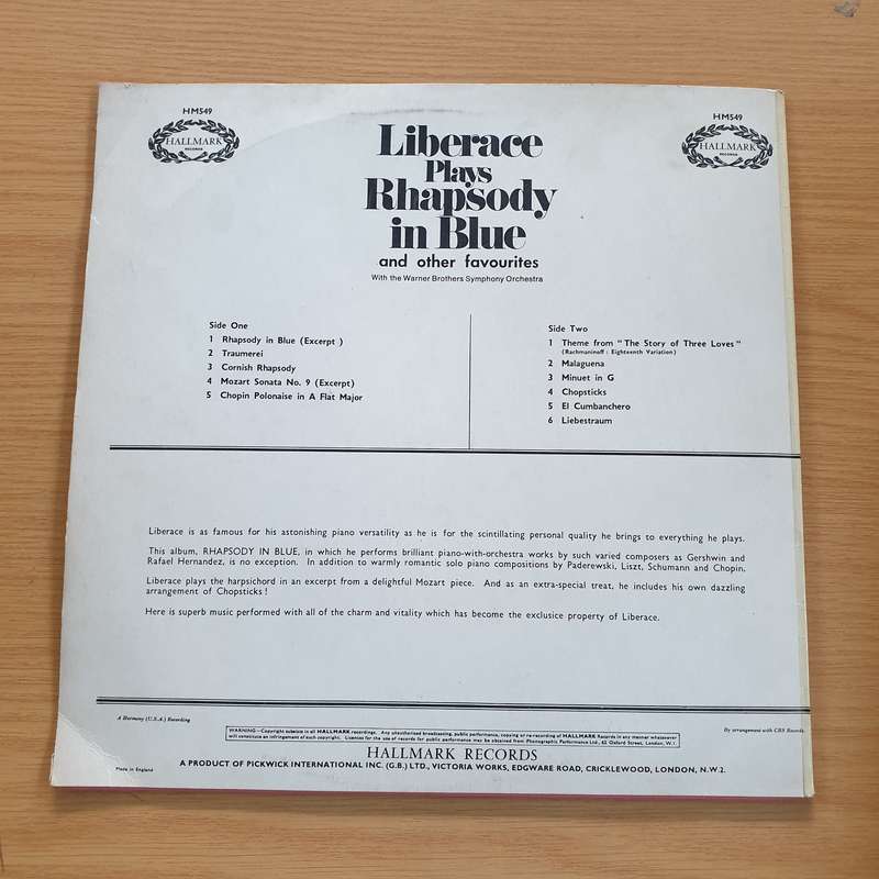 Liberace  Rhapsody In Blue -  Vinyl LP Record (VG+)
