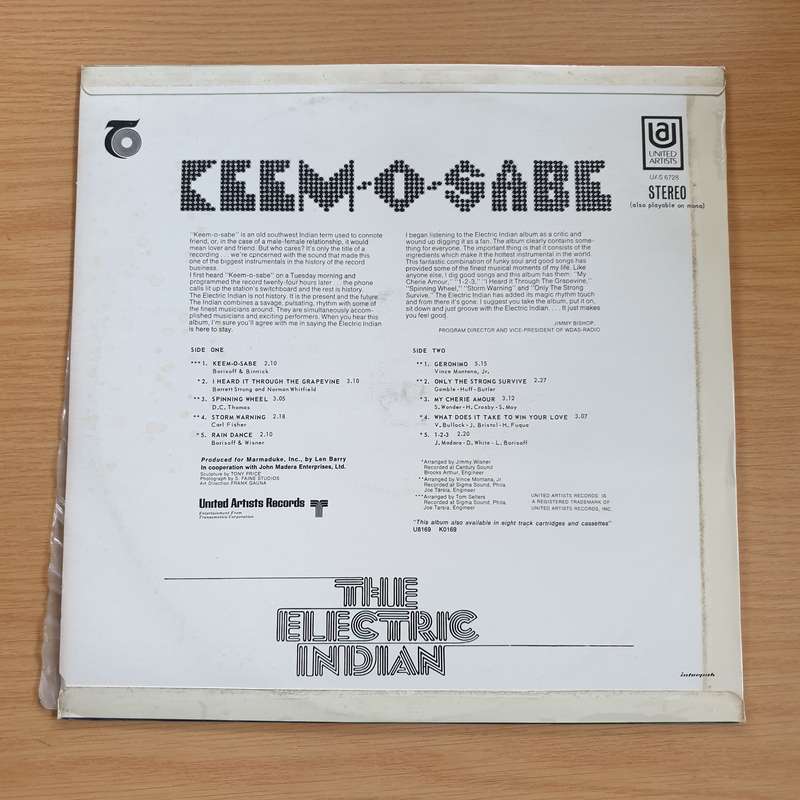 The Electric Indian  Keem-O-Sabe  Vinyl LP Record (VG+)