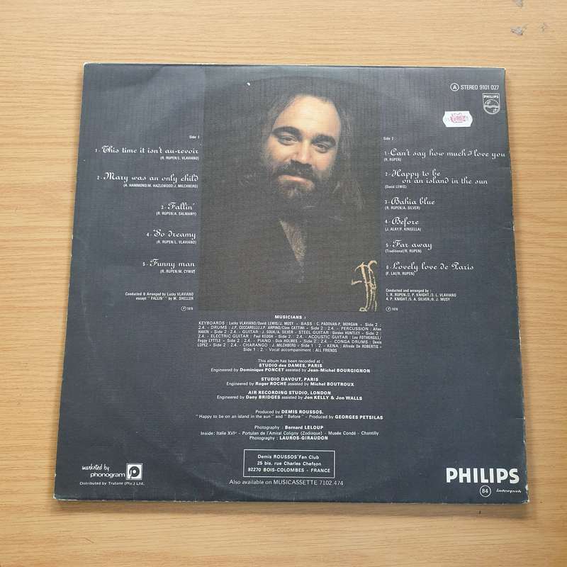 Demis Roussos  Happy To Be...  Vinyl LP Record (VG+)