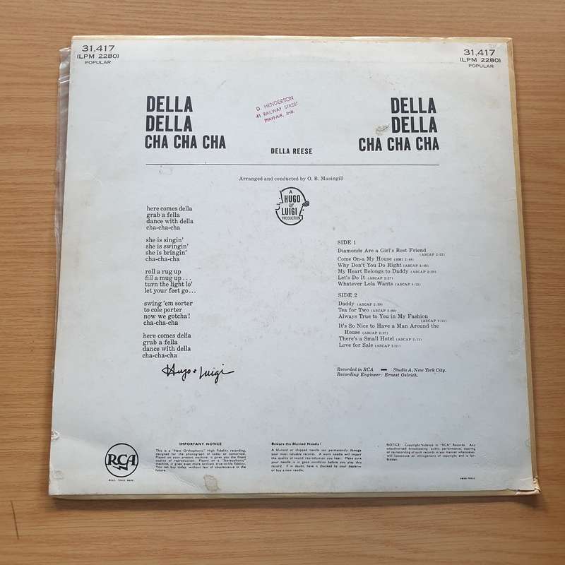Della Reese  Della Della Cha Cha Cha  Vinyl LP Record (VG+)
