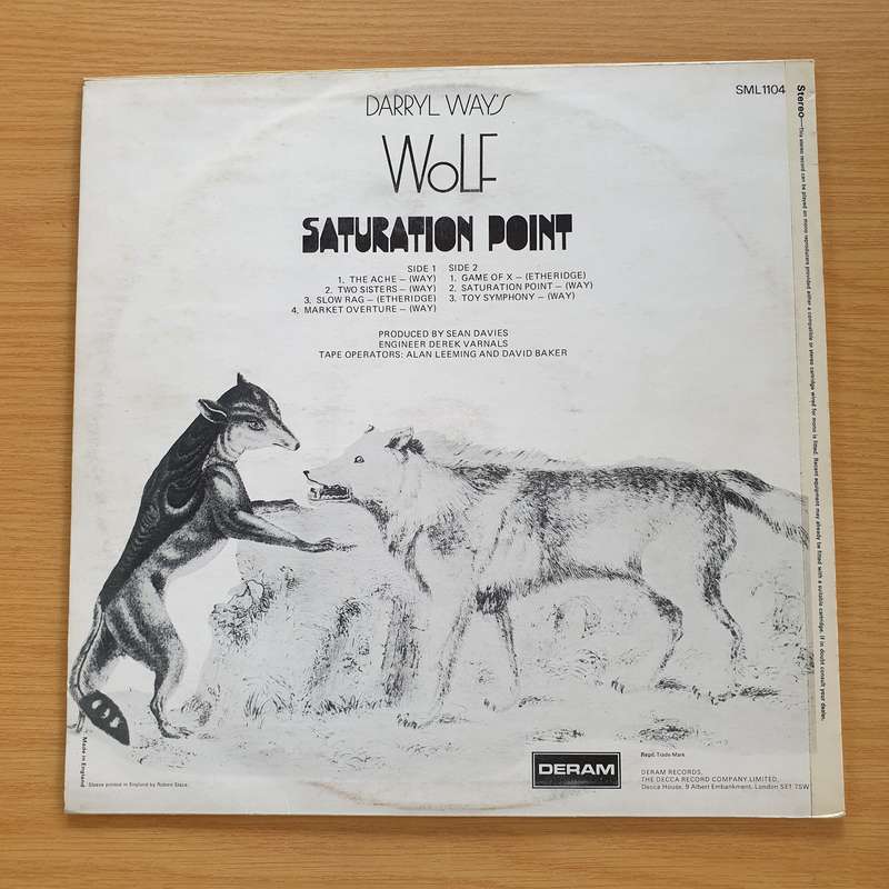 Darryl Way's Wolf  Saturation Point   Vinyl LP Record (VG+)