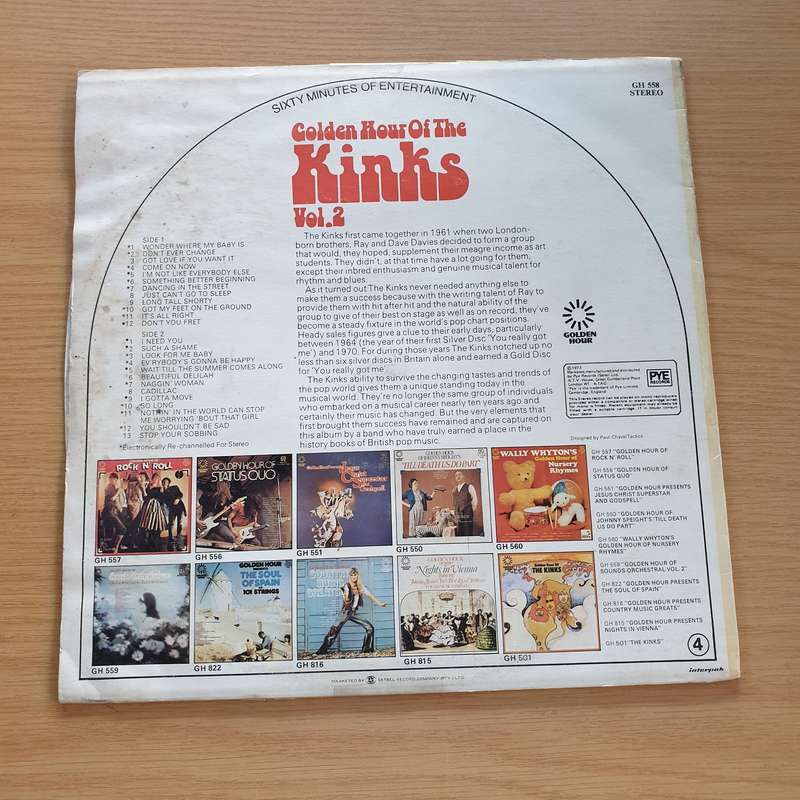 The Kinks  Golden Hour Of The Kinks Vol. 2  Vinyl LP Record (VG+)