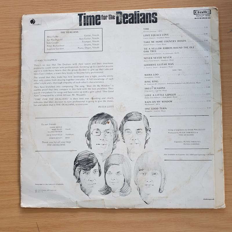The Dealians  Time For The Dealians  Vinyl LP Record  (VG)