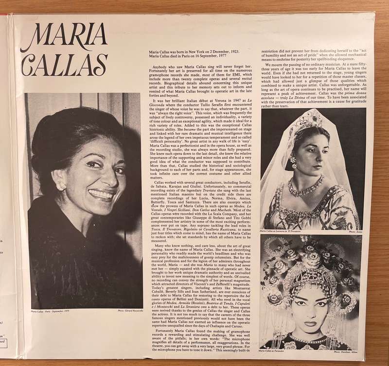 Maria Callas  The Maria Callas Album (with original lyrics sheet) - An Anthology Of Her Greate...