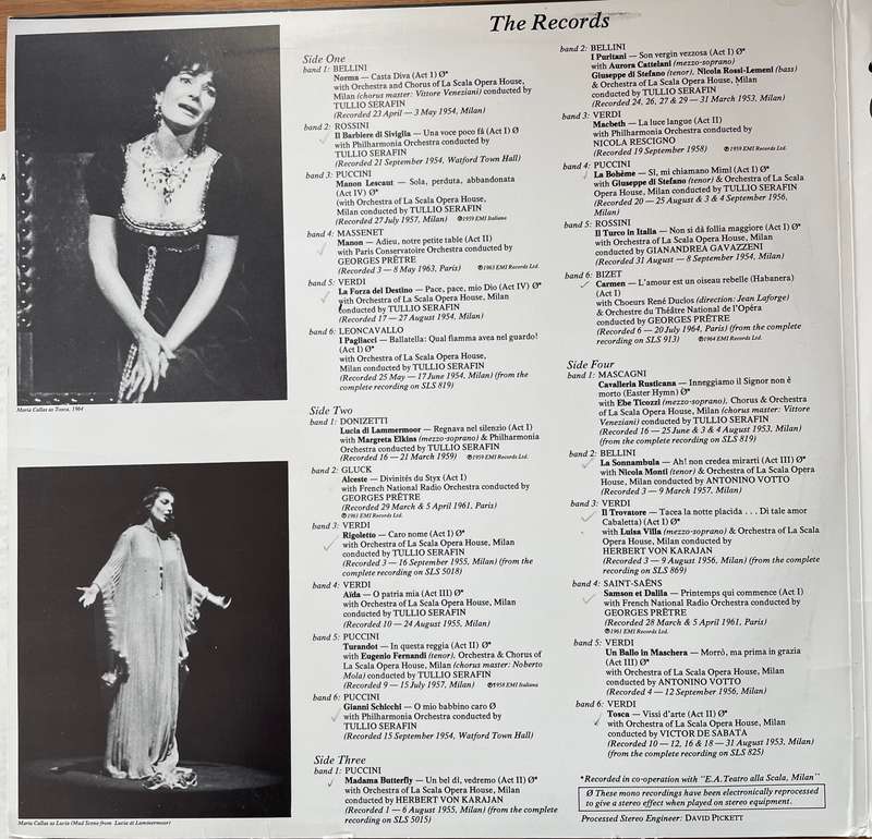 Maria Callas  The Maria Callas Album (with original lyrics sheet) - An Anthology Of Her Greate...