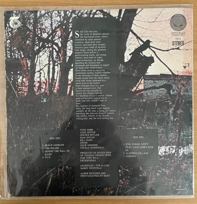 Black Sabbath  Black Sabbath  (V06) - Vinyl LP Record - Very-Good+ Quality (VG+) (verygoodp...
