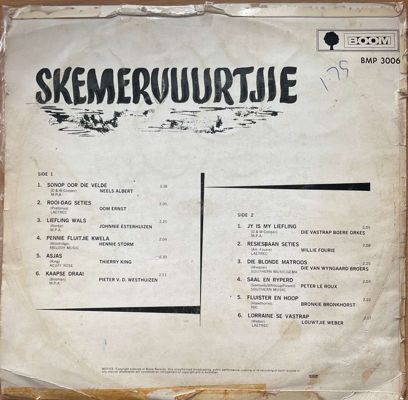 Skemervuurtjie  Vinyl LP Record - Very-Good Quality (VG) (verry) (Skemer-Vuurtjie)