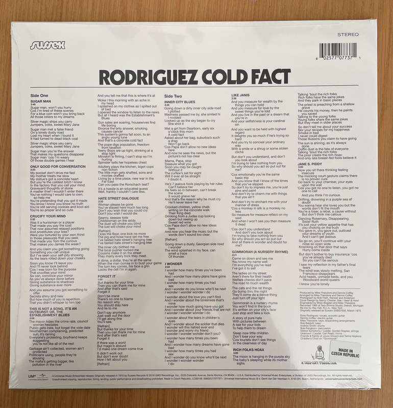Rodriguez  Cold Fact -  Vinyl LP Record - Sealed
