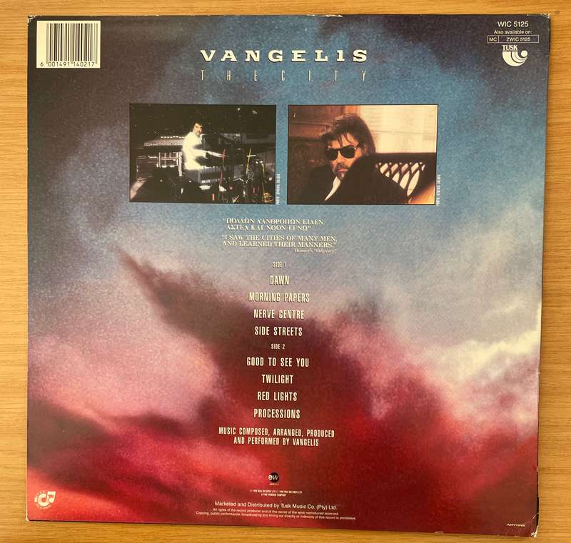 Vangelis - The City - Vinyl LP Record - Mint Condition (M) (Vinyl Specials)