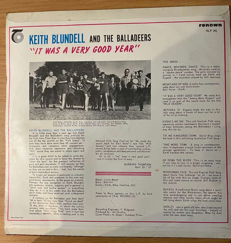 Keith Blundell  "It Was A Very Good Year" (Very Rare SA) - Vinyl LP Record - Very-Good+ Qualit...