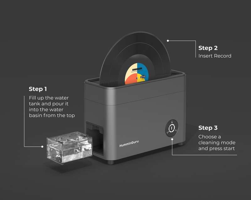 HumminGuru - All-In-One Ultrasonic Vinyl Record Cleaner with 33 Adapter (In Stock)