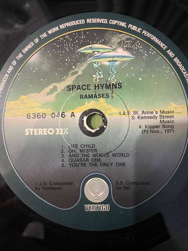 Ramases  Space Hymns. - Vinyl LP Record - Very-Good Quality (VG)