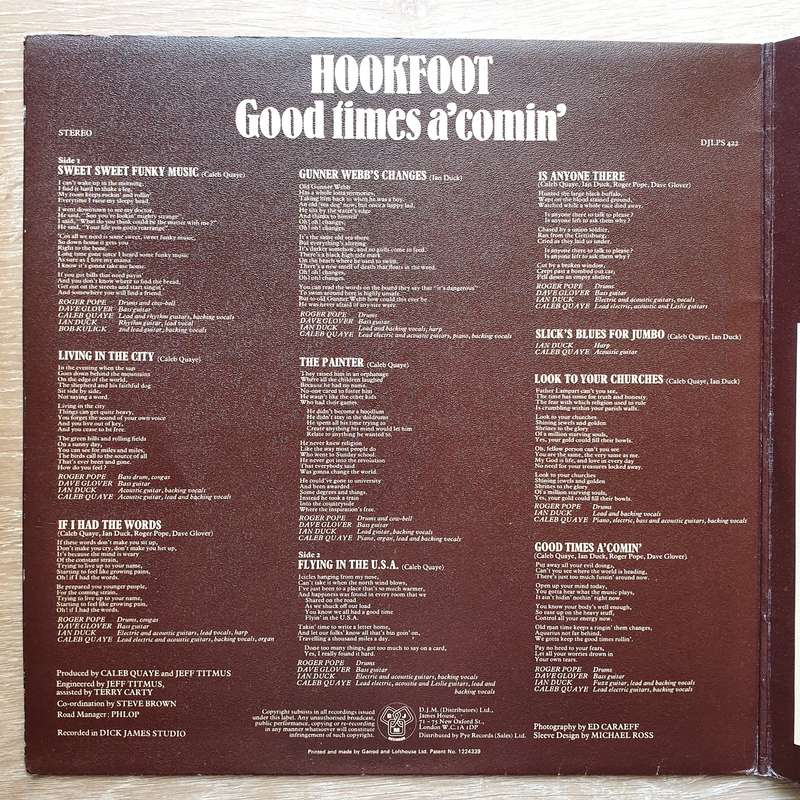 Hookfoot  Good Times A' Comin' - Vinyl LP Record  (VG+)