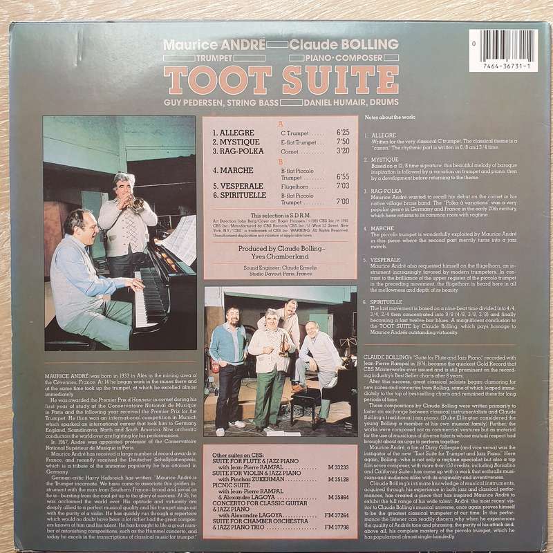 Claude Bolling  Bolling: Toot Suite - Vinyl LP Record - Opened  - Very-Good+ Quality (VG+)