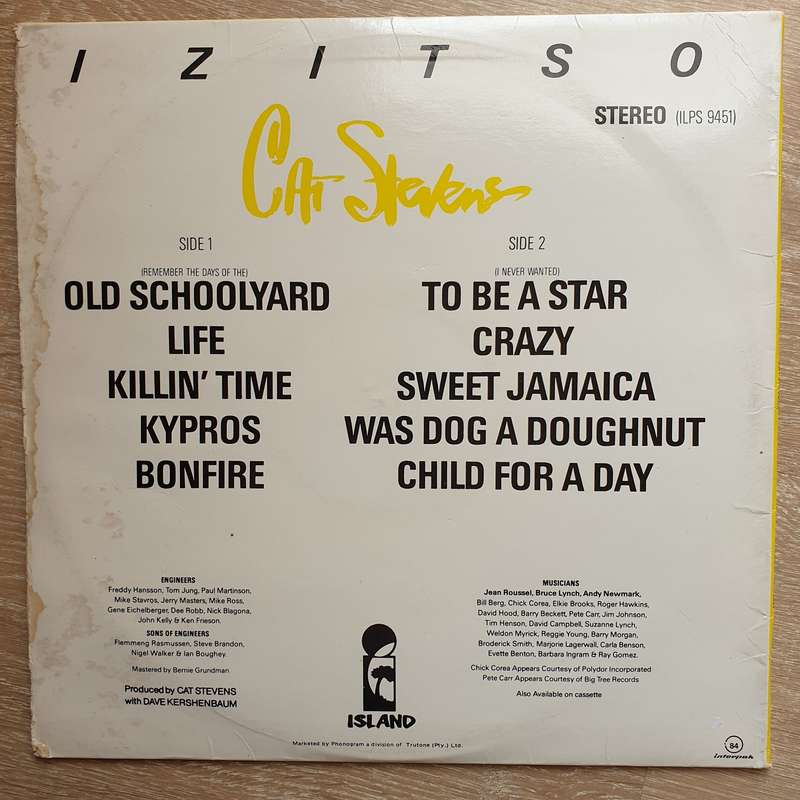 Cat Stevens  Izitso -  Vinyl LP Record - Very-Good+ Quality (VG+)