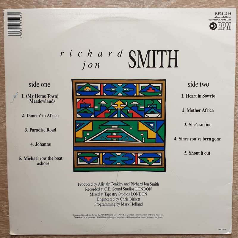 Richard Jon Smith  Africa - Vinyl LP Record - Very-Good+ Quality (VG+)