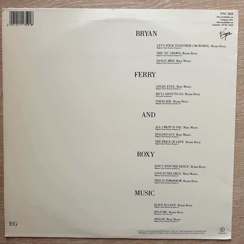 Bryan Ferry With Roxy Music  Bryan Ferry - The Ultimate Collection With Roxy Music - Vinyl ...