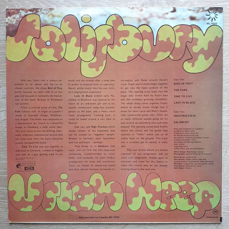 Uriah Heep  Salisbury (4093)  - Vinyl LP Record - Very-Good- Quality (VG-) (minus)