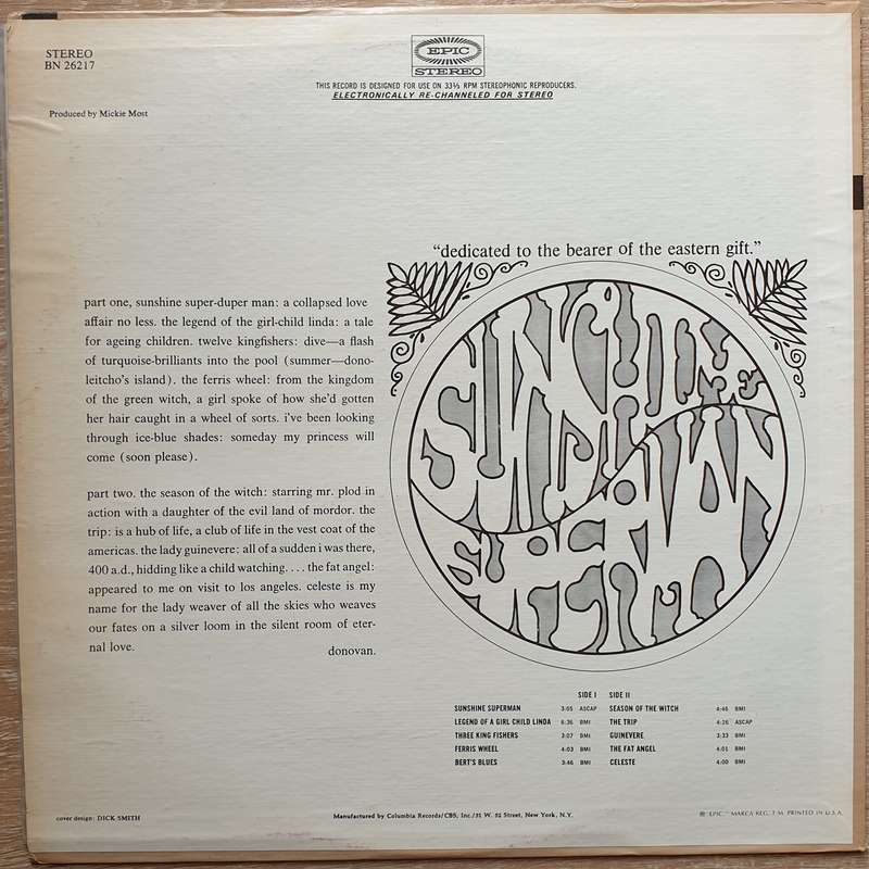 Donovan  Sunshine Superman - Vinyl LP Record - Very-Good+ Quality (VG+)