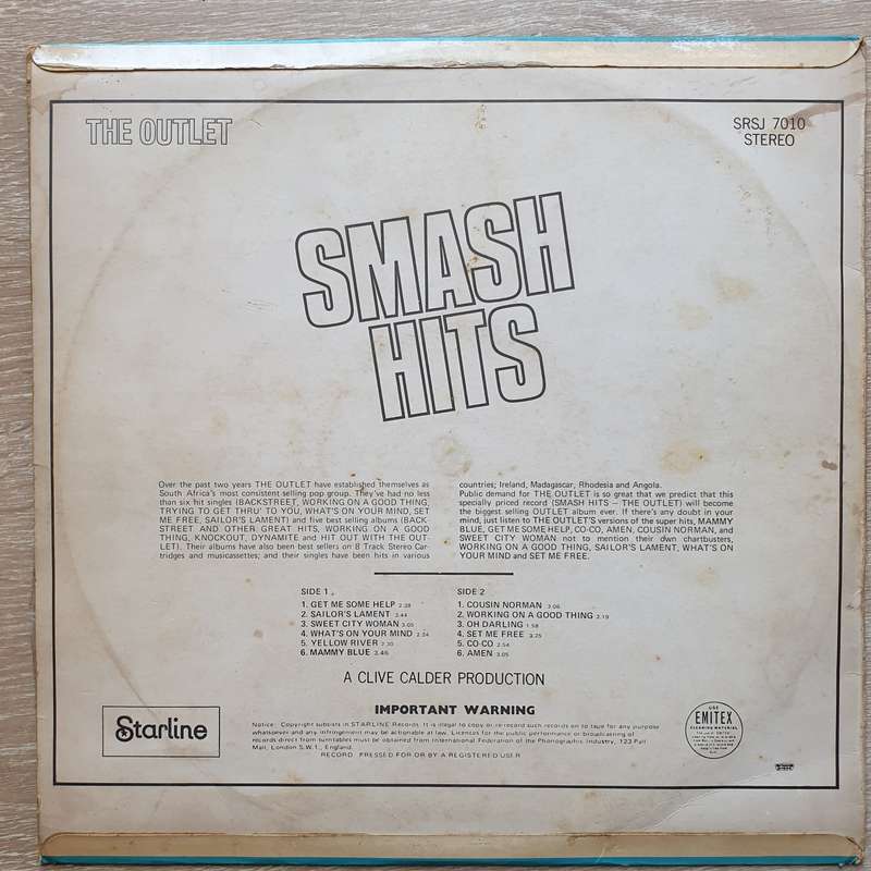 The Outlet  Smash Hits - Vinyl LP Record - Opened  - Very-Good- Quality (VG-)