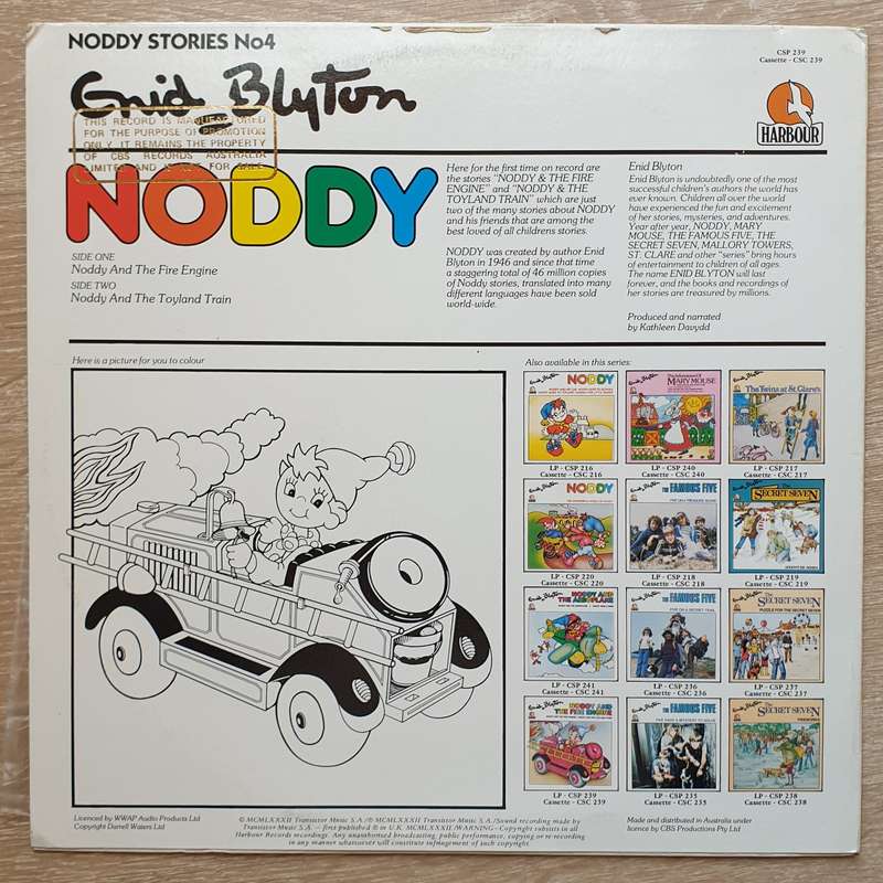 Noddy and the Fire Engine - Enid Blyton - Vinyl LP Record - Very-Good+ Quality (VG+)