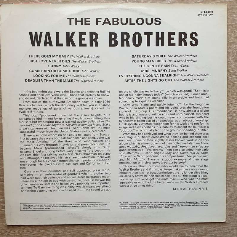The Walker Brothers  The Fabulous Walker Brothers - Vinyl LP Record - Opened  - Very-Good+ ...