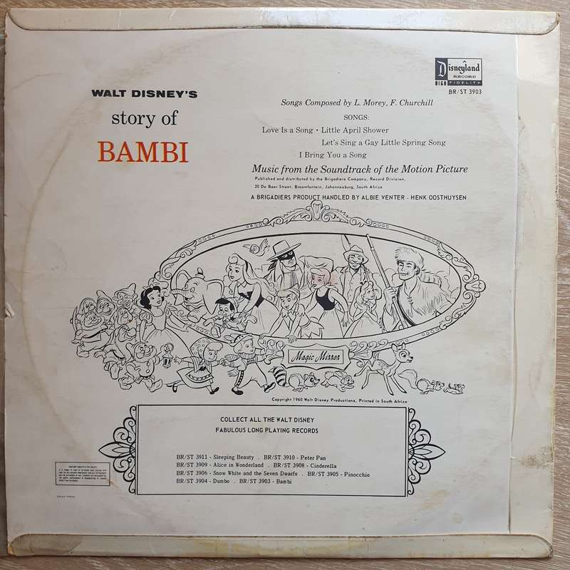 Walt Disney's Bambi - Vinyl LP Record - Opened  - Very-Good- Quality (VG-)