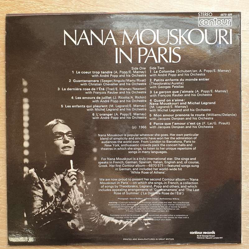 Nana Mouskouri  Nana Mouskouri In Paris -  Vinyl LP Record - Very-Good+ Quality (VG+)
