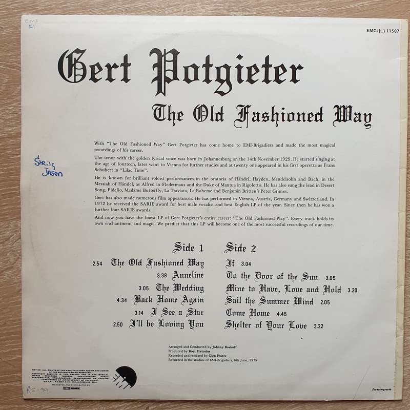 Gert Potgieter - The Old Fashioned Way  Vinyl LP Record - Opened  - Good+ Quality (G+)