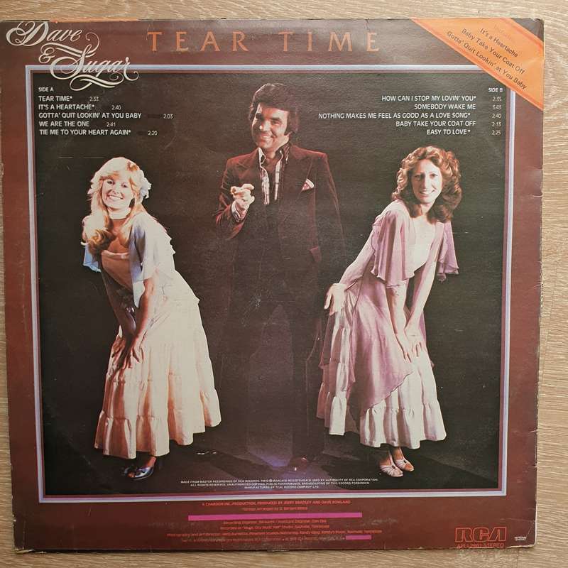 Dave & Sugar  Tear Time -  Vinyl LP Record - Very-Good+ Quality (VG+)