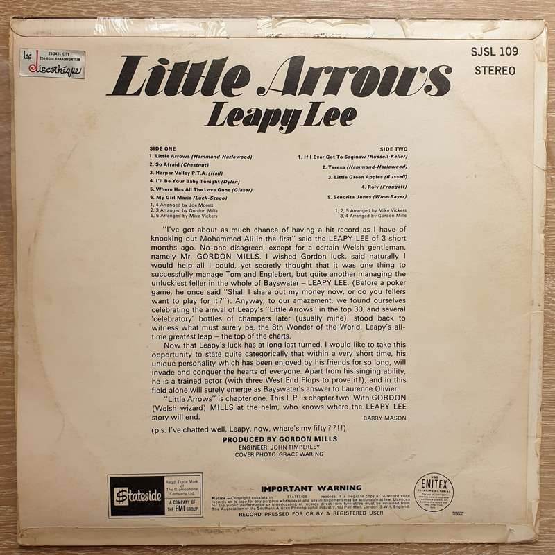 Leapy Lee - Little Arrows -  Vinyl LP Record - Very-Good+ Quality (VG+)