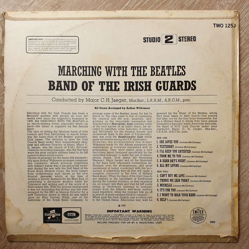 Band Of The Irish Guards - Marching With The Beatles - Album Vinyl LP Record - Very-Good+ Quality...