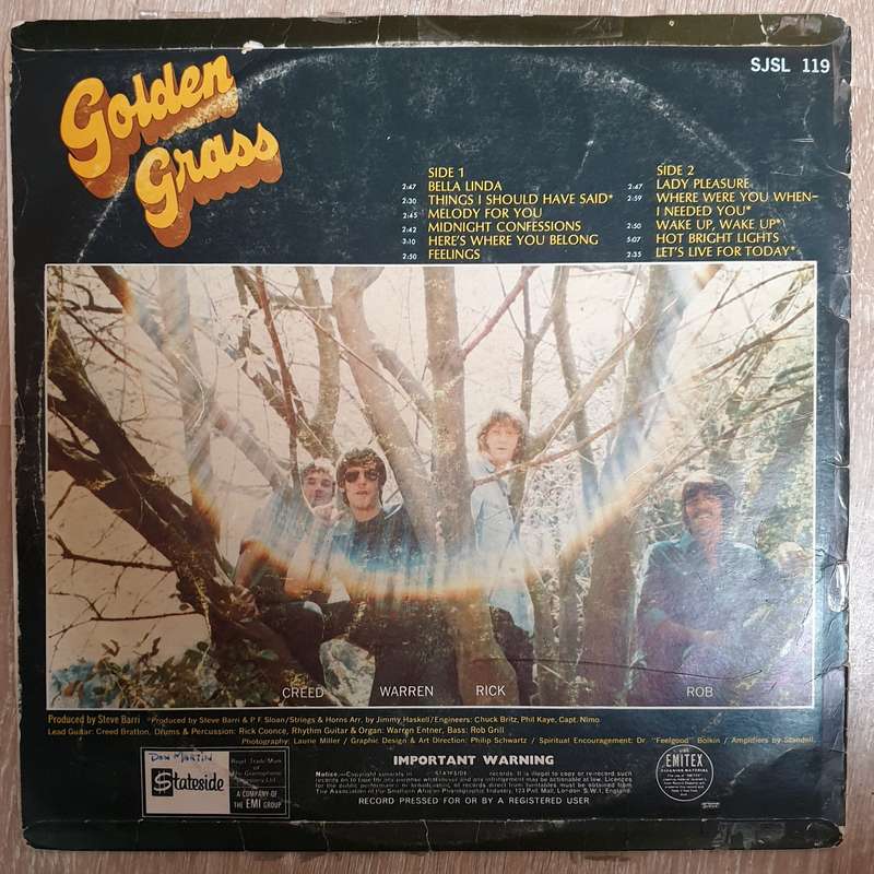 The Grassroots  Golden Grass (Their Greatest Hits) - Vinyl LP Record - Opened  - Good+ Qual...