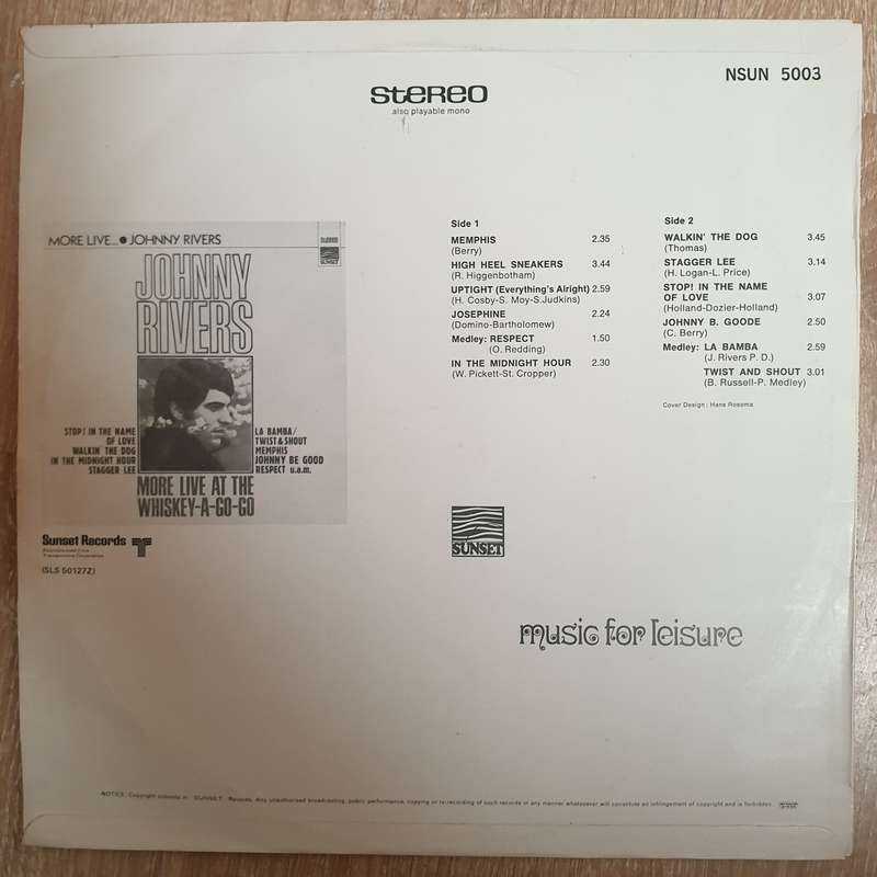Johnny Rivers - More Live - Vinyl LP Record - Opened  - Very-Good+ Quality (VG+)