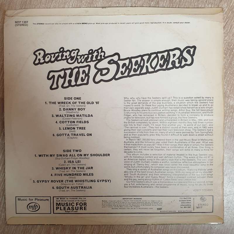 Roving With The Seekers - Vinyl Record - Opened  - Very-Good+ Quality (VG+)
