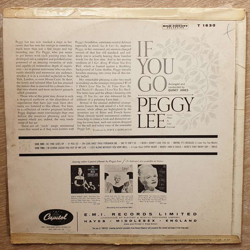 Peggy Lee  If You Go - Vinyl LP Record - Opened  - Very-Good Quality (VG)