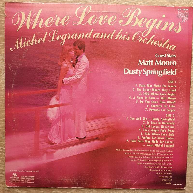 Michel Legrand - Where Love Begins -  Vinyl LP Record - Very-Good+ Quality (VG+)