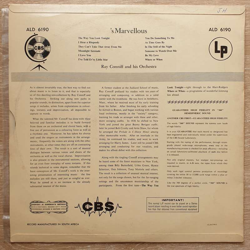 Ray Conniff And His Orchestra  'S Marvelous -  Vinyl LP Record - Very-Good+ Quality (VG+)