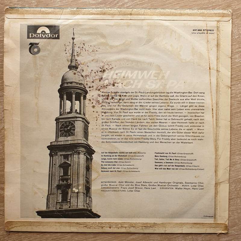 Freddy  Heimweh Nach St. Pauli - Vinyl LP Record - Opened  - Fair Quality (F)