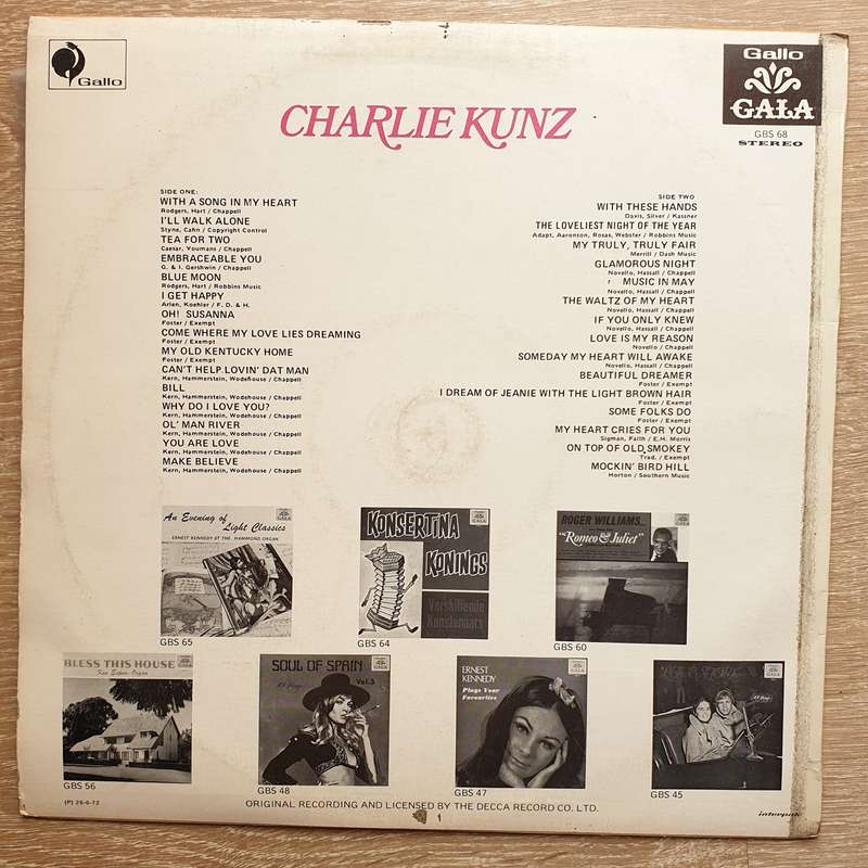 Charlie Kunz - Vinyl LP Record - Opened  - Very-Good Quality (VG)
